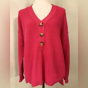 RACHEL ZOE Chunky Knit Pullover V-Neck Sweater Large